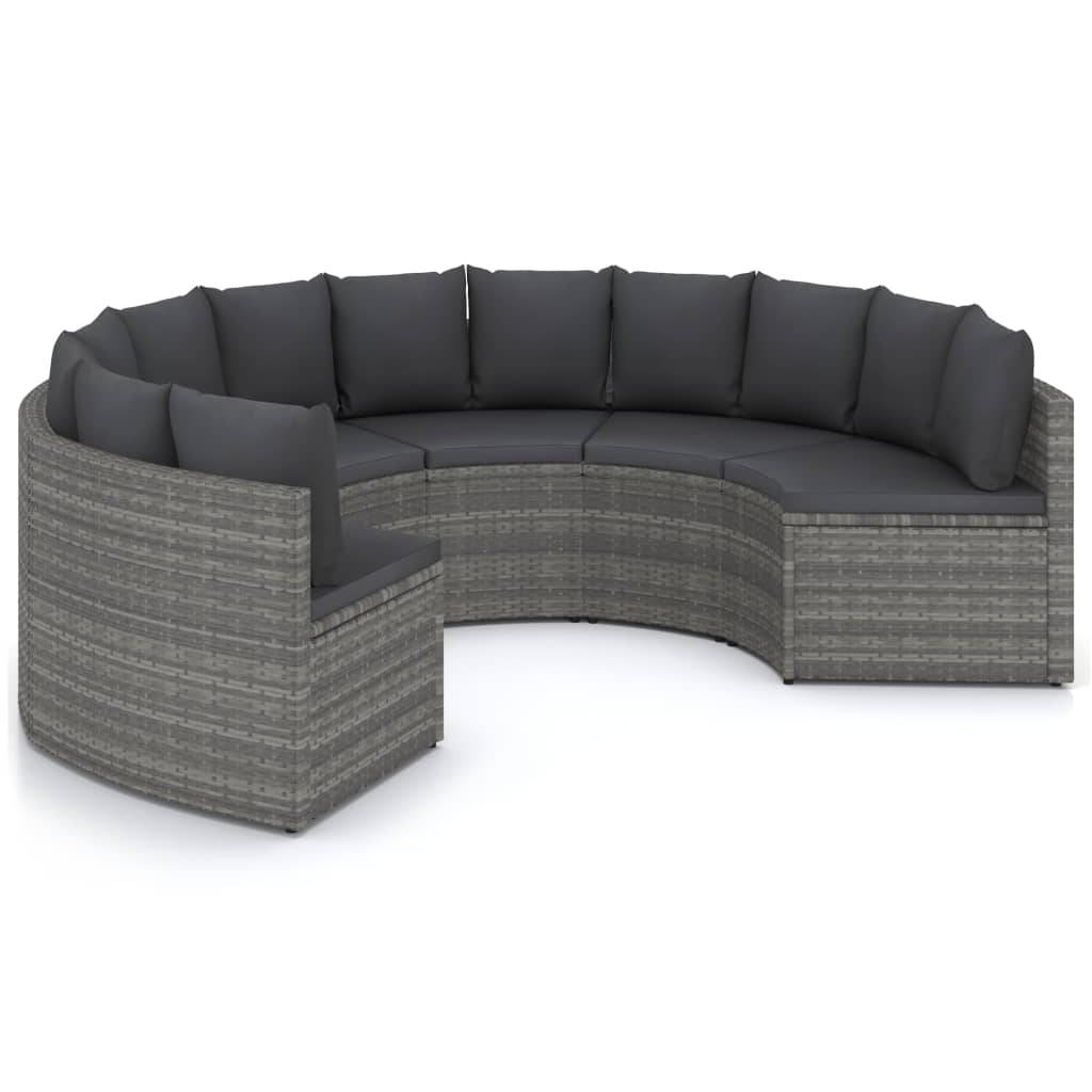 vidaXL 6-tlg. Garten-Sofagarnitur mit Auflagen Poly Rattan Grau