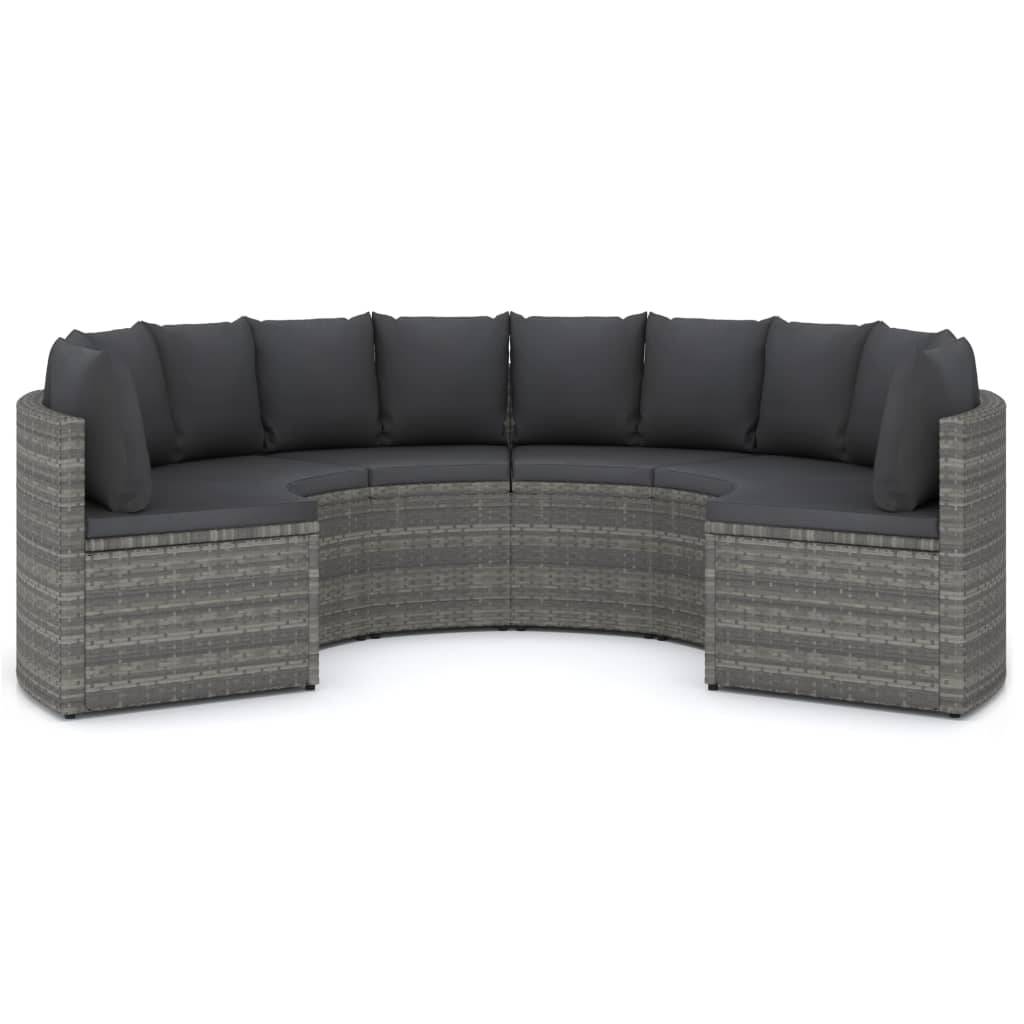 vidaXL 6-tlg. Garten-Sofagarnitur mit Auflagen Poly Rattan Grau