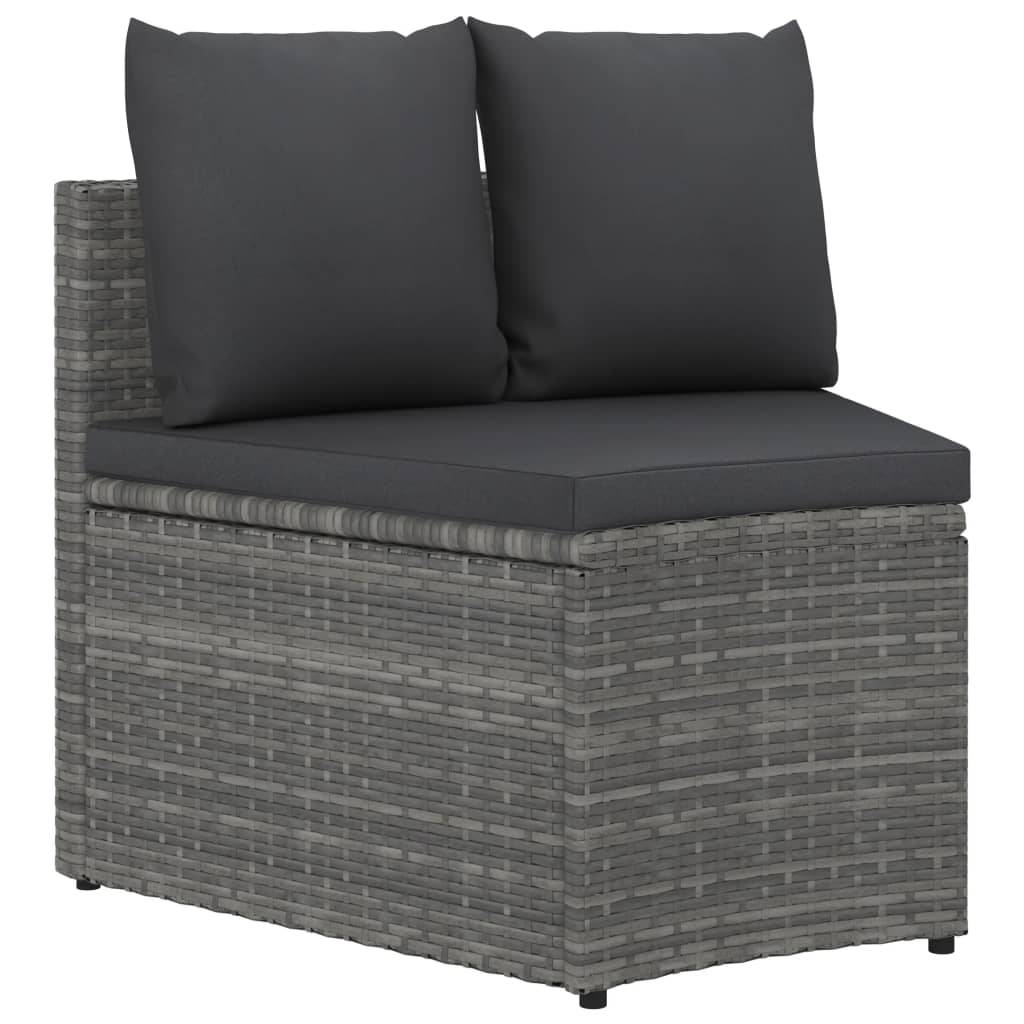 vidaXL 5-tlg. Garten-Sofagarnitur mit Auflagen Poly Rattan Grau