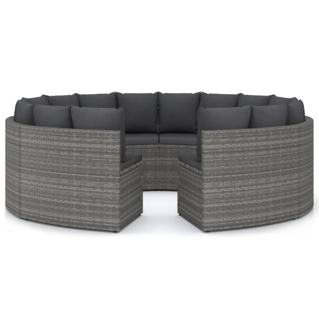 vidaXL 8-tlg. Garten-Sofagarnitur mit Auflagen Poly Rattan Grau