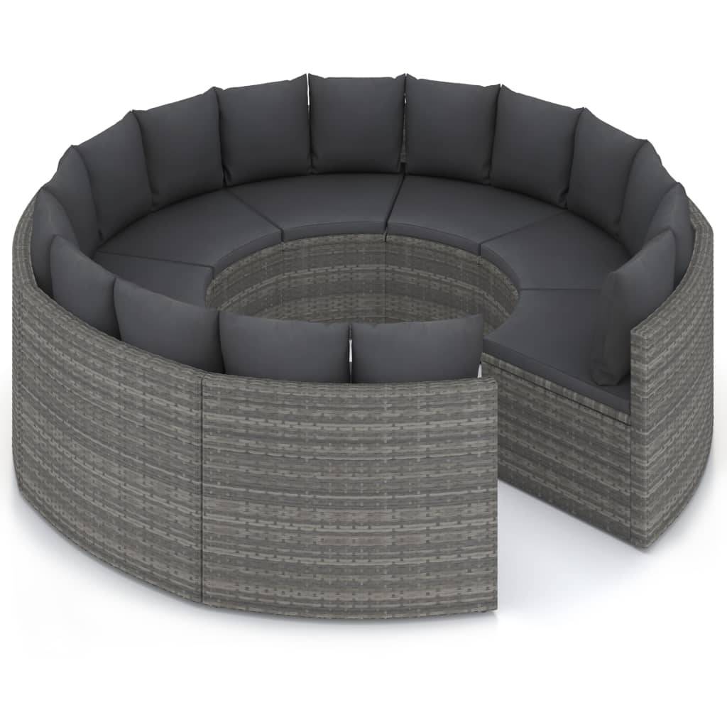 vidaXL 8-tlg. Garten-Sofagarnitur mit Auflagen Poly Rattan Grau