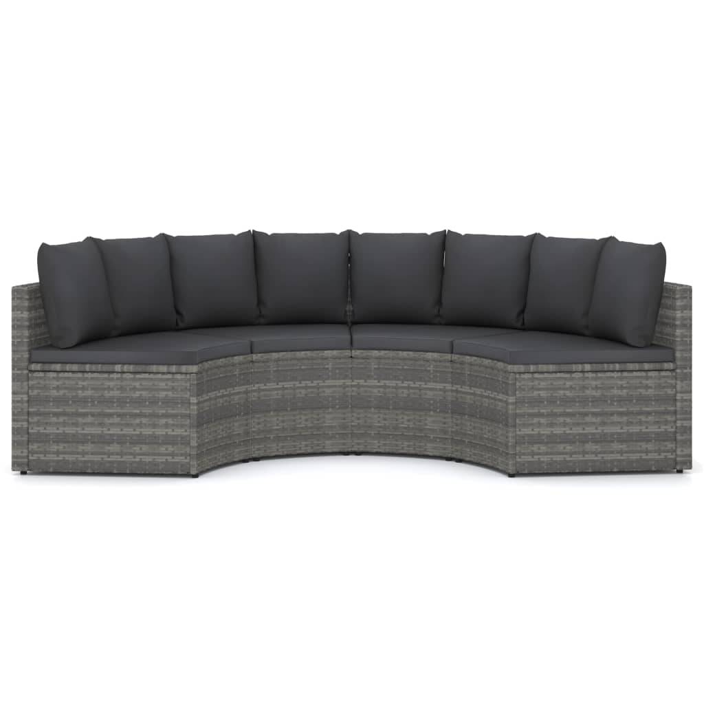 vidaXL 4-tlg. Garten-Sofagarnitur mit Auflagen Poly Rattan Grau