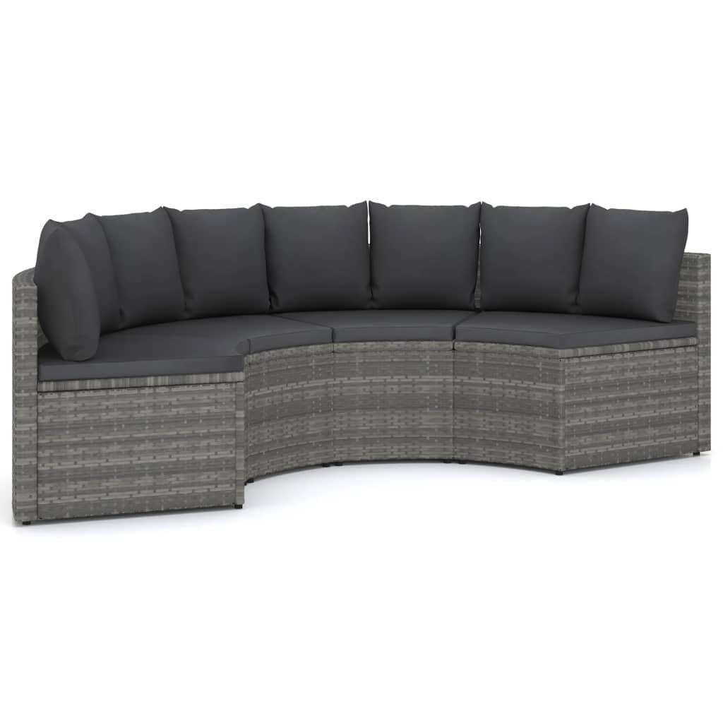 vidaXL 4-tlg. Garten-Sofagarnitur mit Auflagen Poly Rattan Grau