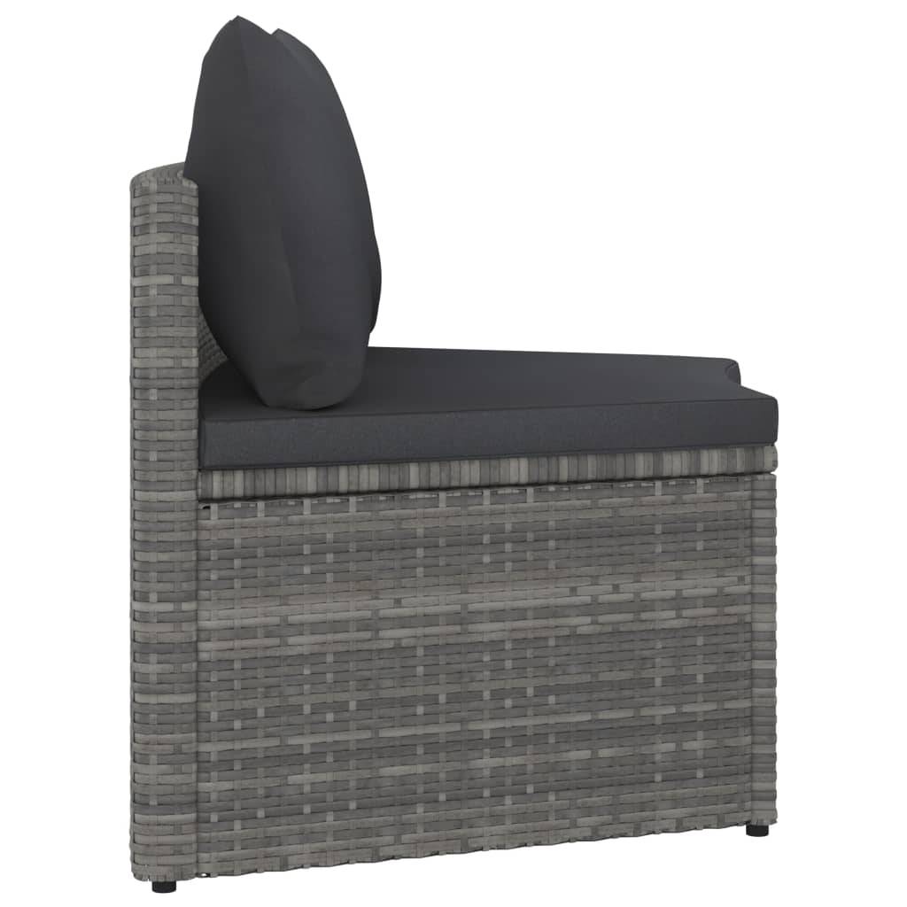 vidaXL 9-tlg. Garten-Sofagarnitur mit Auflagen Poly Rattan Grau