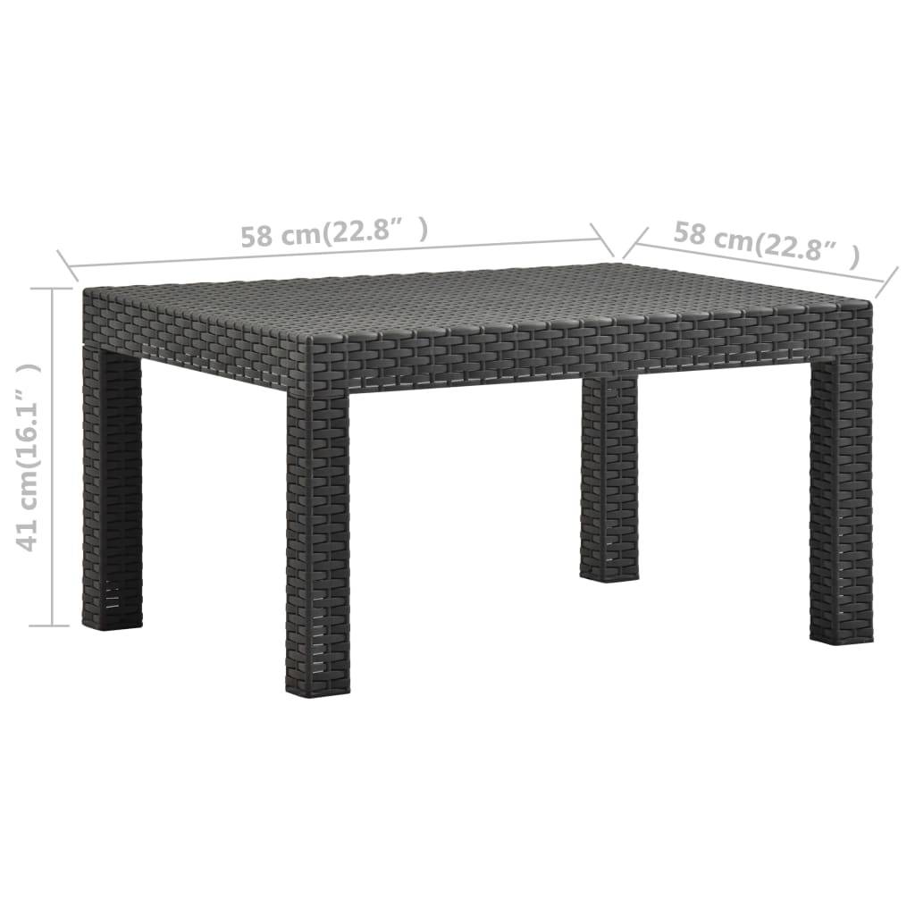 vidaXL Gartentisch Anthrazit 58x58x41 cm PP Rattan