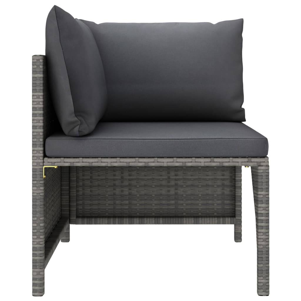 vidaXL 10-tlg. Garten-Lounge-Set mit Kissen Poly Rattan Grau