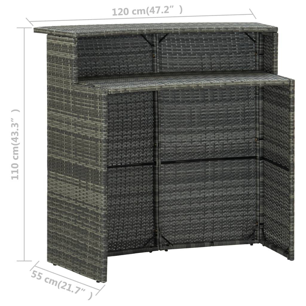 vidaXL 4-tlg. Gartenbar-Set mit Kissen Grau