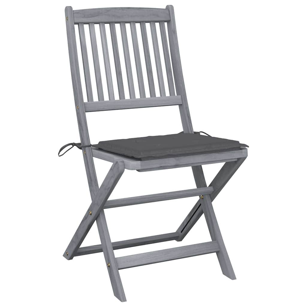 vidaXL Klappbare Gartenstühle 6 Stk. mit Sitzkissen Massivholz Akazie
