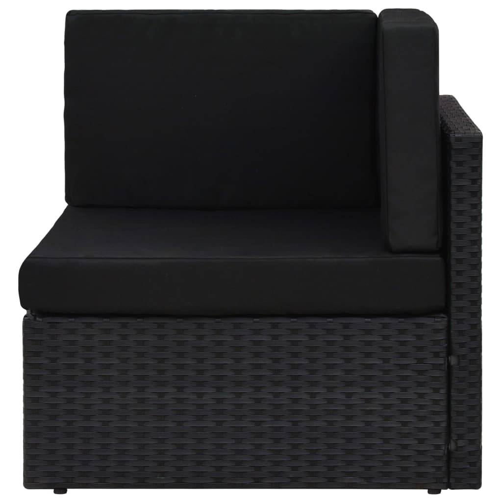 vidaXL Modulares Sofa-Eckteil Poly Rattan Schwarz