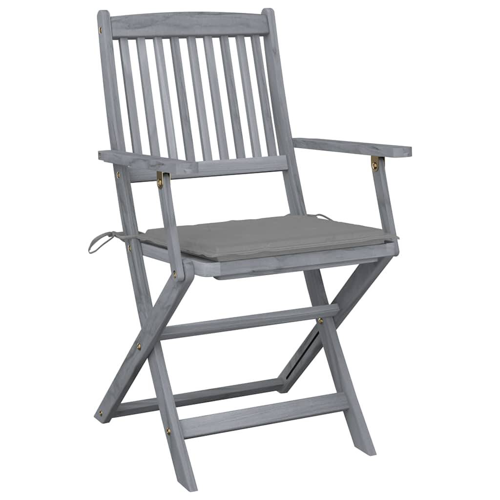 vidaXL Klappbare Gartenstühle 6 Stk. mit Sitzkissen Massivholz Akazie