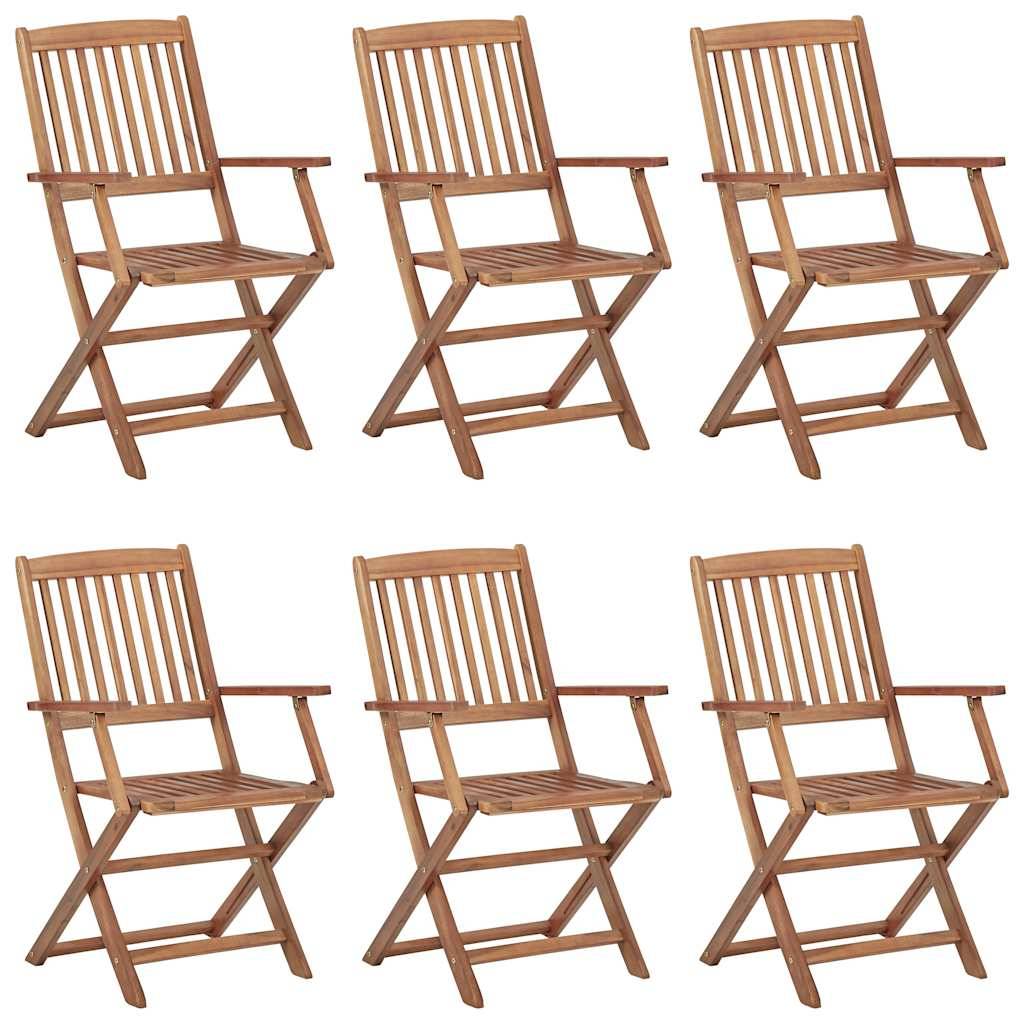 vidaXL Klappbare Gartenstühle 6 Stk. mit Kissen Massivholz Akazie