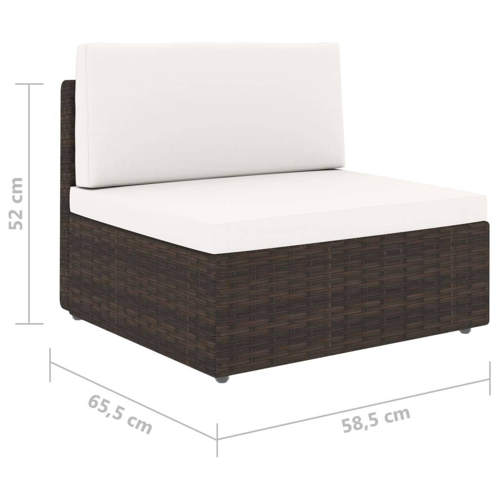 vidaXL 5-tlg. Garten-Lounge-Set mit Kissen Braun Poly Rattan