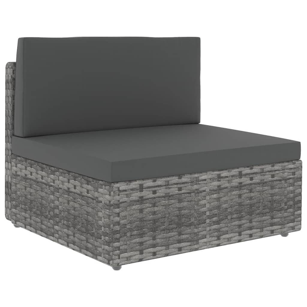 vidaXL 5-tlg. Garten-Lounge-Set mit Kissen Grau Poly Rattan