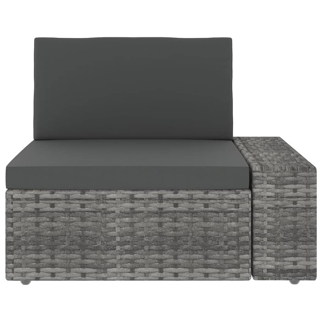 vidaXL 10-tlg. Garten-Lounge-Set mit Kissen Grau Poly Rattan