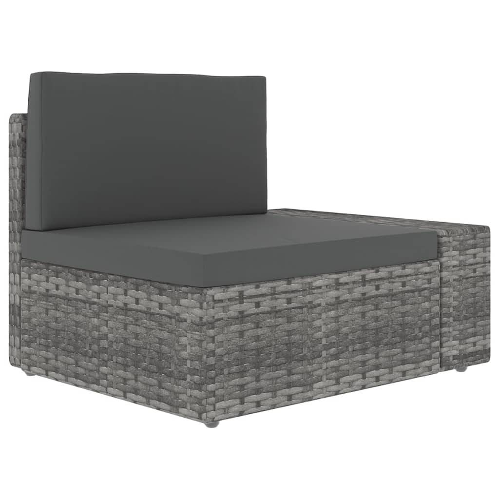 vidaXL 10-tlg. Garten-Lounge-Set mit Kissen Grau Poly Rattan