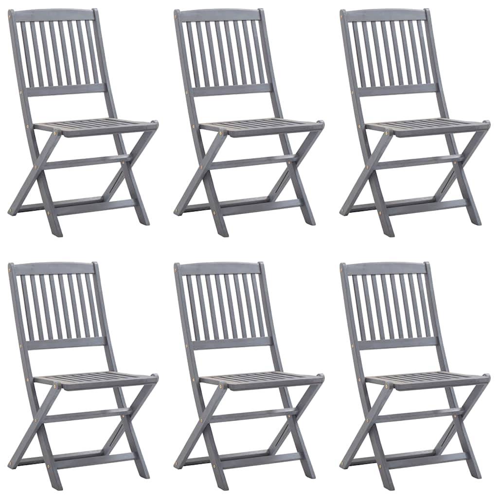 vidaXL Klappbare Gartenstühle 6 Stk. mit Sitzkissen Massivholz Akazie