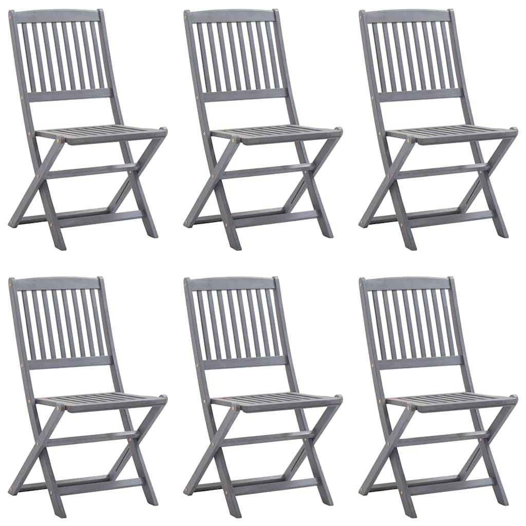 vidaXL Klappbare Gartenstühle 6 Stk. mit Sitzkissen Massivholz Akazie