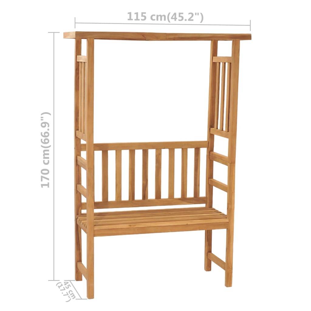 vidaXL Gartenbank mit Pergola 115 cm Massivholz Teak