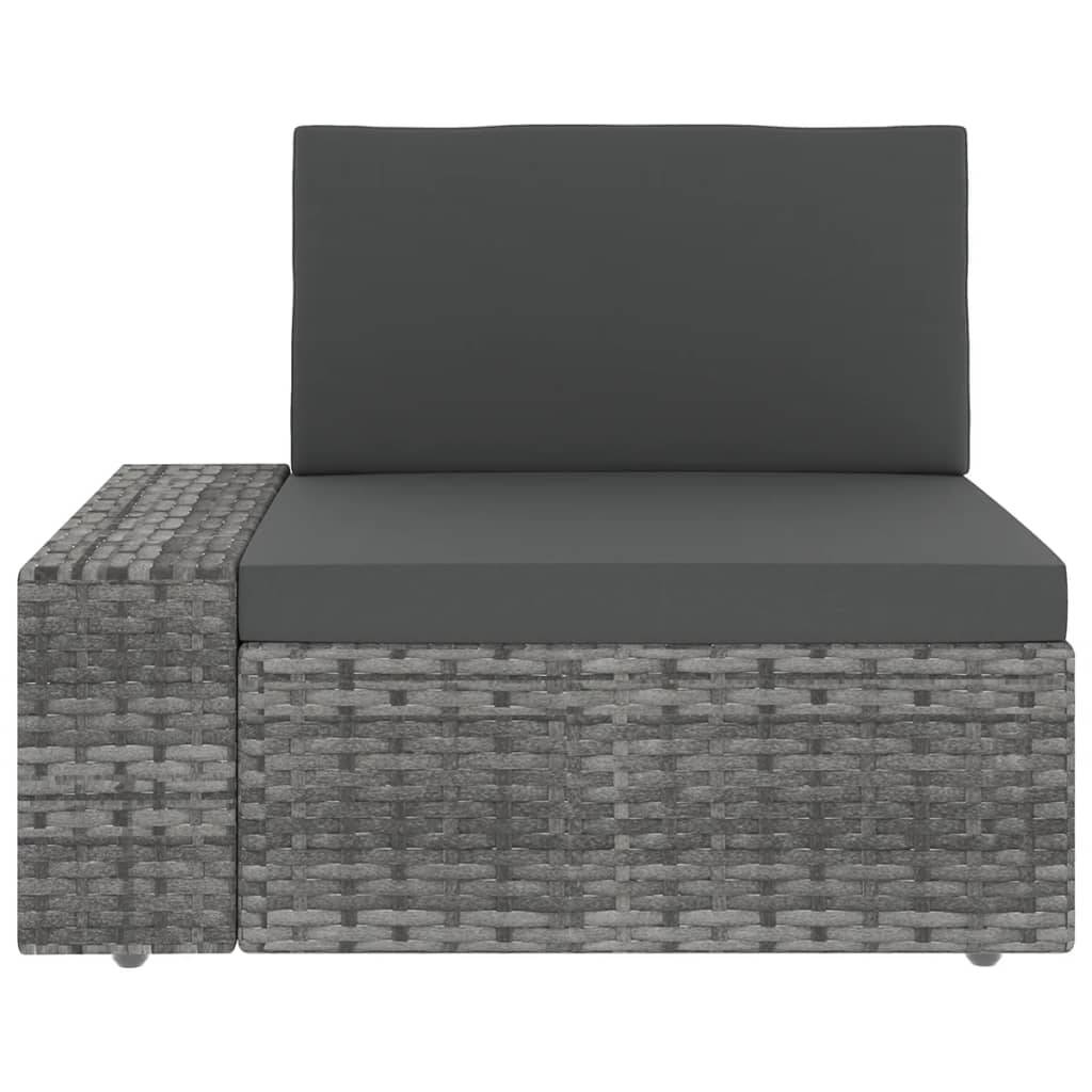 vidaXL 5-tlg. Garten-Lounge-Set mit Kissen Grau Poly Rattan