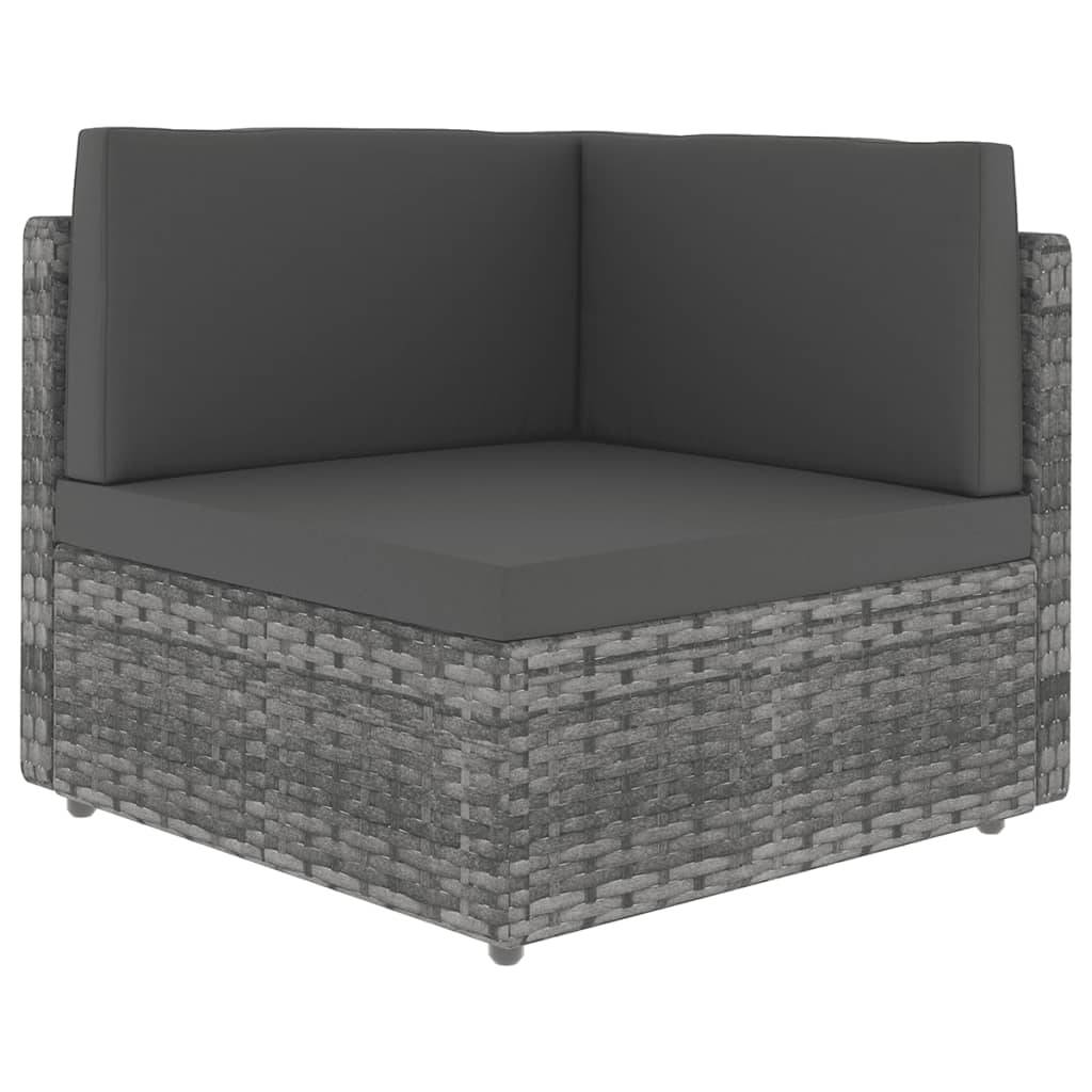vidaXL 9-tlg. Garten-Lounge-Set mit Kissen Grau Poly Rattan
