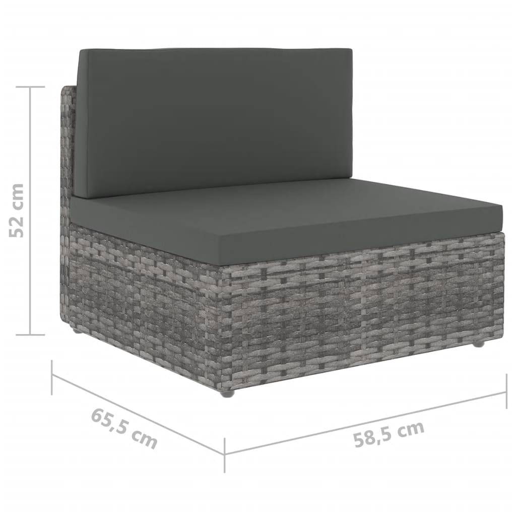 vidaXL 9-tlg. Garten-Lounge-Set mit Kissen Grau Poly Rattan