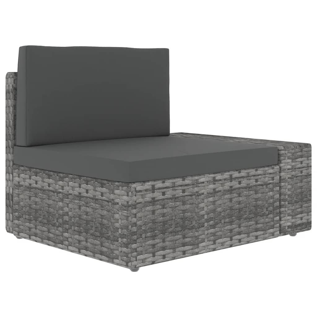 vidaXL 5-tlg. Garten-Lounge-Set mit Kissen Grau Poly Rattan