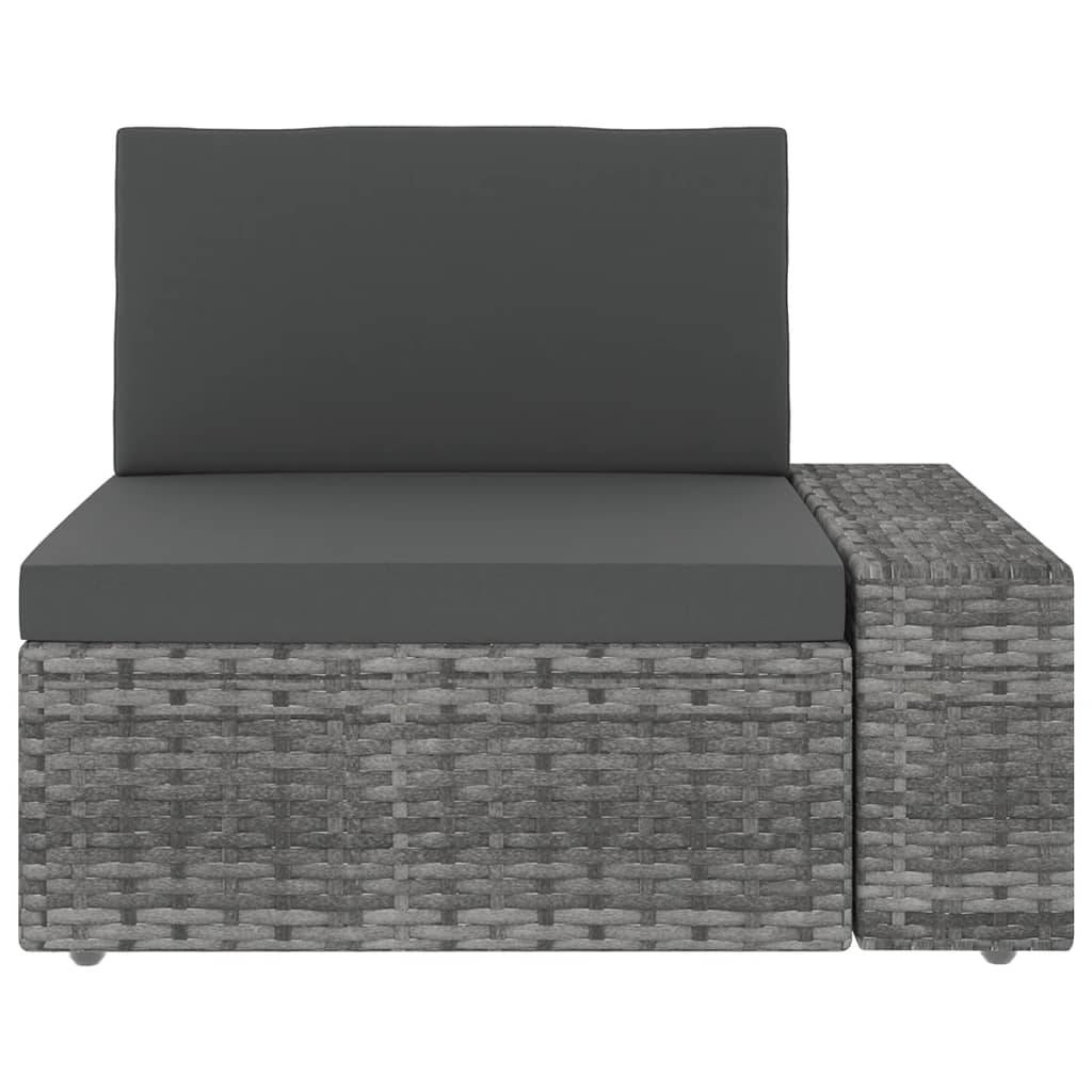 vidaXL 8-tlg. Garten-Lounge-Set mit Kissen Grau Poly Rattan