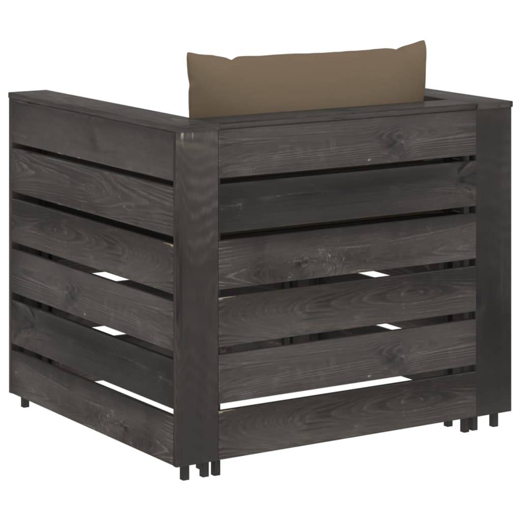 vidaXL 2-tlg. Garten-Lounge-Set mit Kissen Grau Imprägniertes Holz