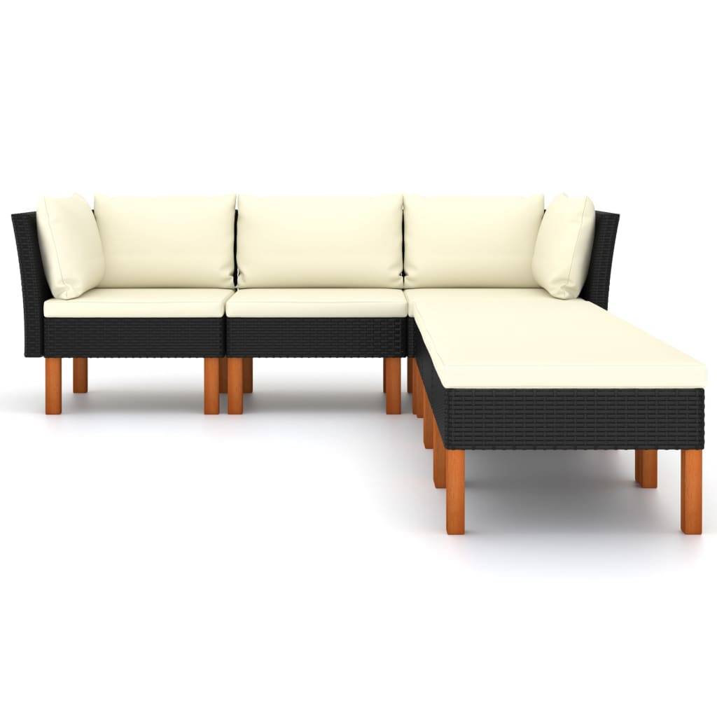 vidaXL 6-tlg. Garten-Lounge-Set mit Kissen Poly Rattan Schwarz