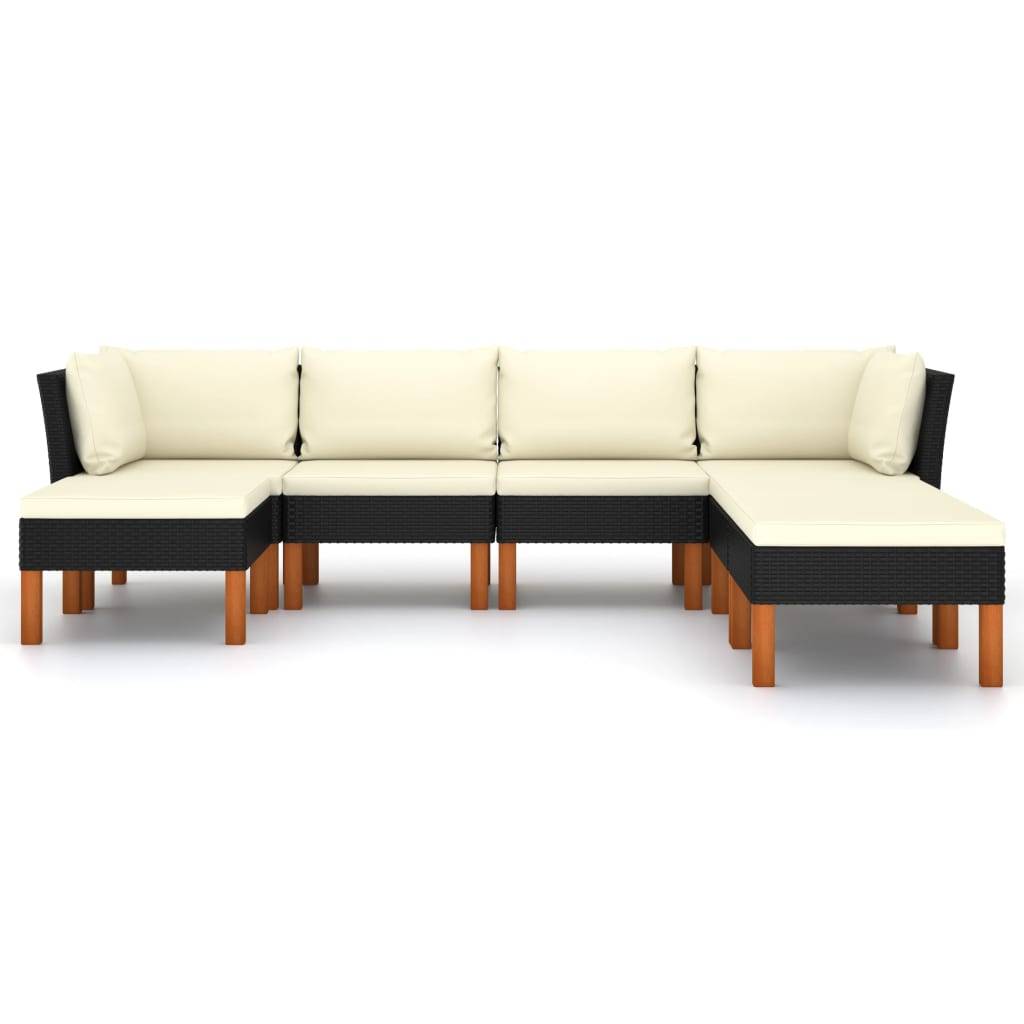 vidaXL 7-tlg. Garten-Lounge-Set mit Kissen Poly Rattan Schwarz