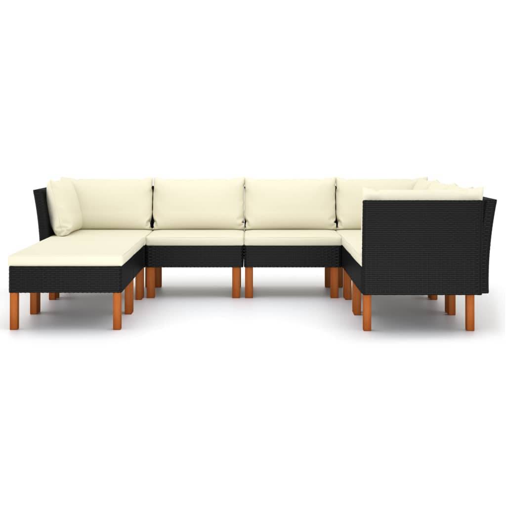 vidaXL 8-tlg. Garten-Lounge-Set mit Kissen Poly Rattan Schwarz
