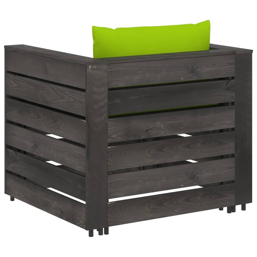vidaXL 2-tlg. Garten-Lounge-Set mit Kissen Grau Imprägniertes Holz