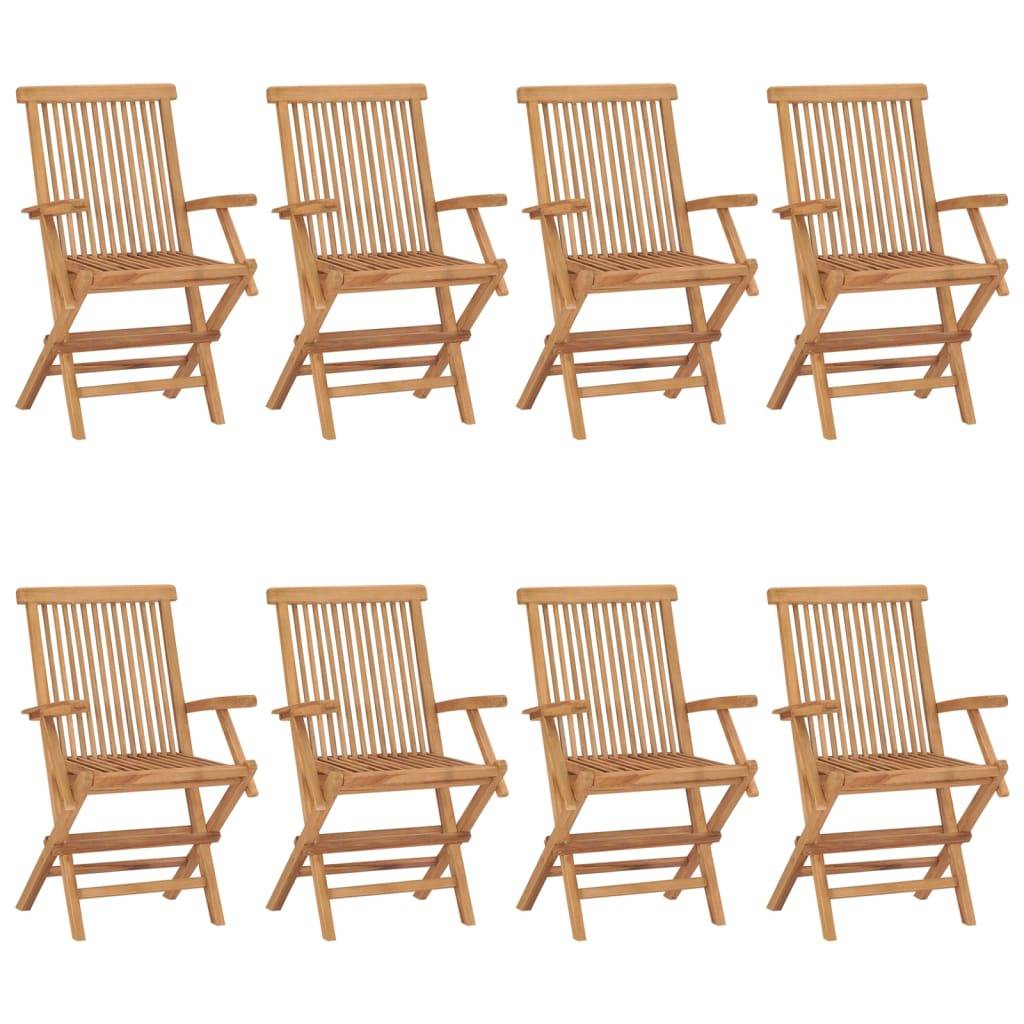 vidaXL Gartenstühle mit Blauen Kissen 8 Stk. Massivholz Teak