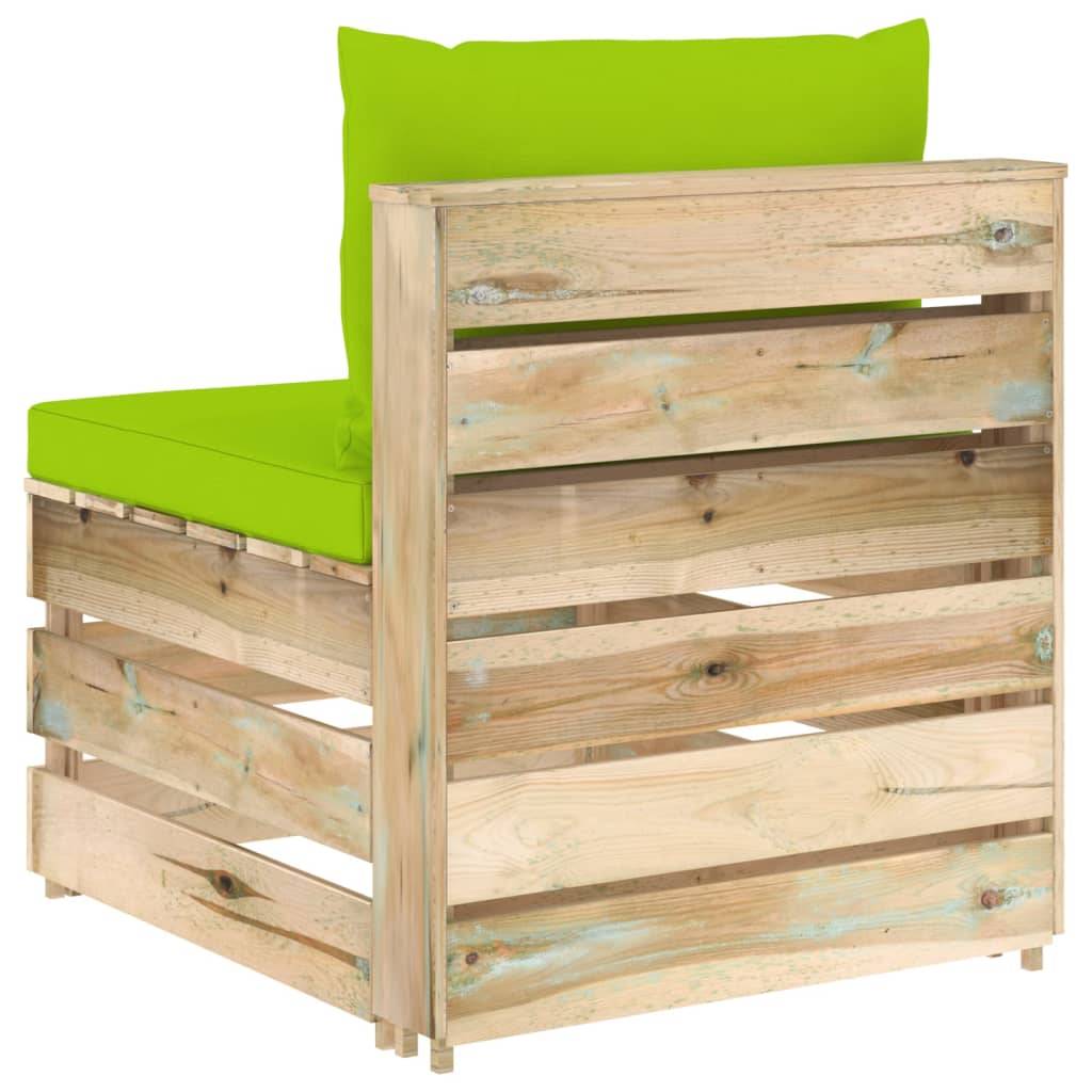 vidaXL Modulares Mittelsofa mit Kissen Grün Imprägniertes Holz