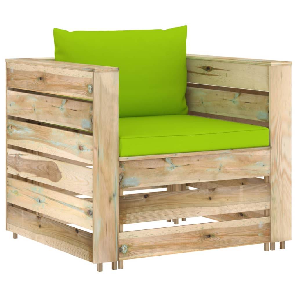 vidaXL 2-tlg. Garten-Lounge-Set mit Kissen Grün Imprägniertes Holz