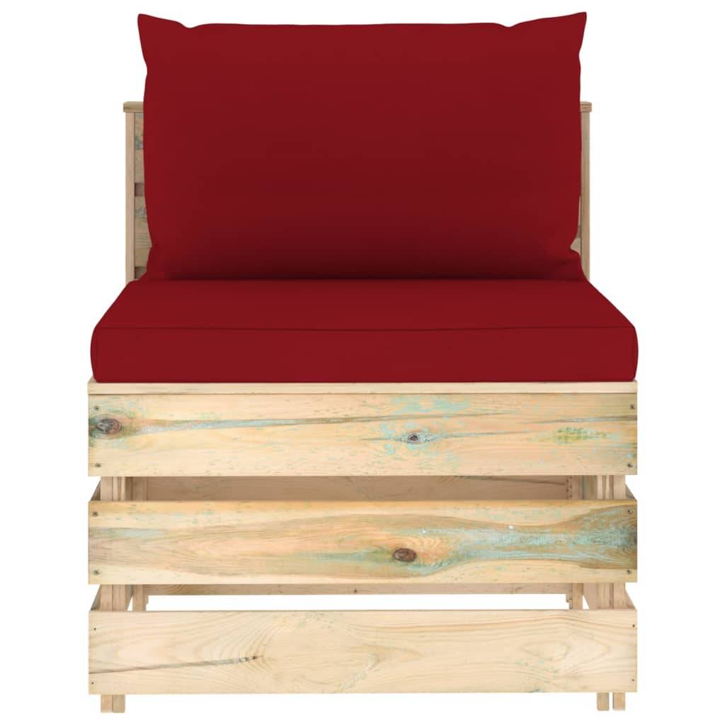 vidaXL Modulares Mittelsofa mit Kissen Grün Imprägniertes Holz