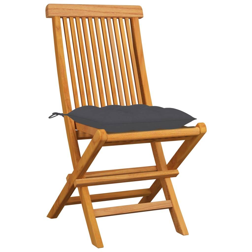 vidaXL Gartenstühle mit Anthrazit Kissen 8 Stk. Massivholz Teak