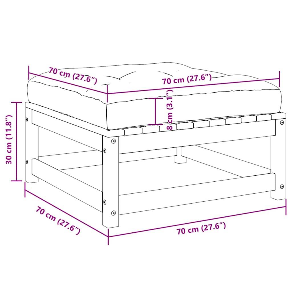 vidaXL Garten-Fußhocker mit Kissen Schwarz Kiefer Massivholz