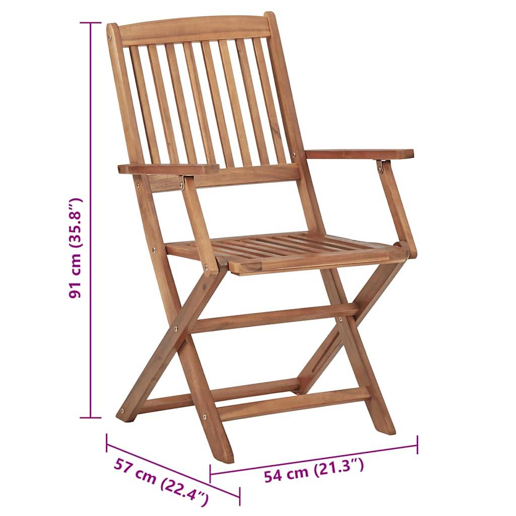 vidaXL Klappbare Gartenstühle 6 Stk. mit Kissen Massivholz Akazie