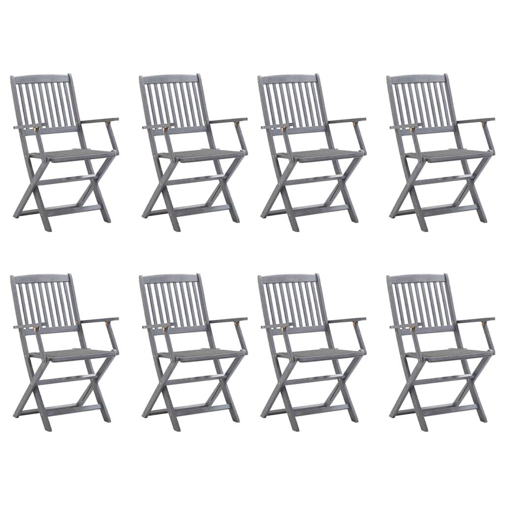 vidaXL Klappbare Gartenstühle 8 Stk. mit Kissen Massivholz Akazie