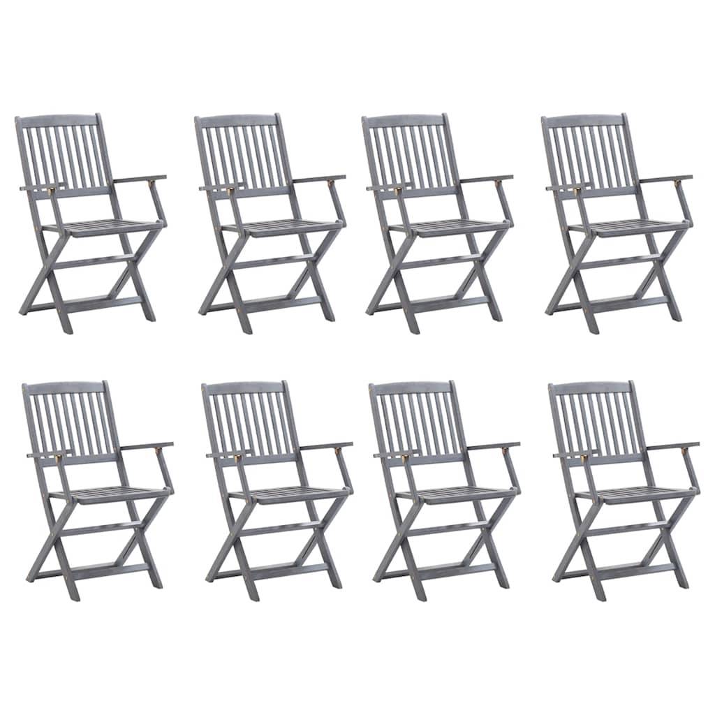 vidaXL Klappbare Gartenstühle 8 Stk. mit Kissen Massivholz Akazie