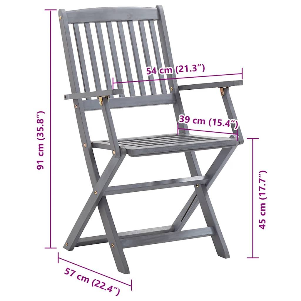 vidaXL Klappbare Gartenstühle 8 Stk. mit Kissen Massivholz Akazie