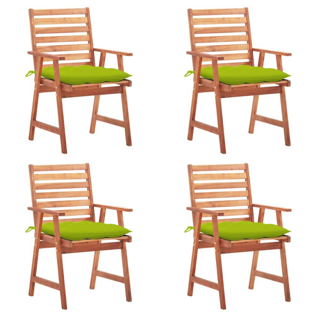 vidaXL Garten-Essstühle 4 Stk. mit Kissen Massivholz Akazie
