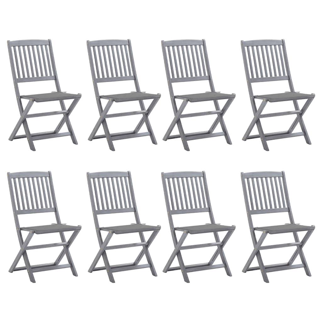 vidaXL Klappbare Gartenstühle 8 Stk. mit Kissen Massivholz Akazie