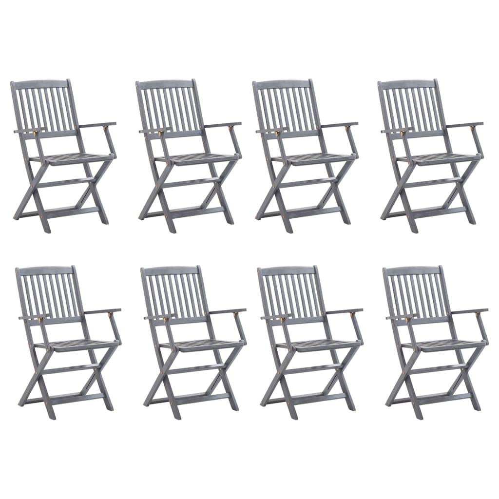 vidaXL Klappbare Gartenstühle 8 Stk. mit Kissen Massivholz Akazie