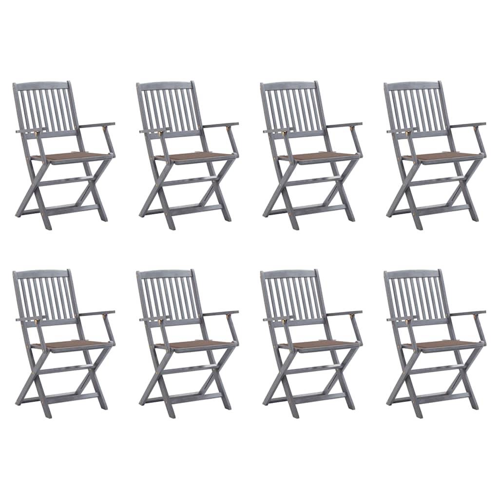 vidaXL Klappbare Gartenstühle 8 Stk. mit Kissen Massivholz Akazie