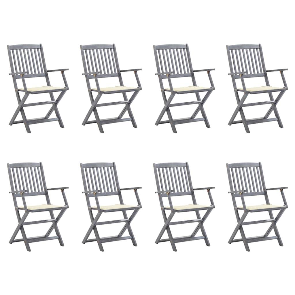 vidaXL Klappbare Gartenstühle 8 Stk. mit Kissen Massivholz Akazie