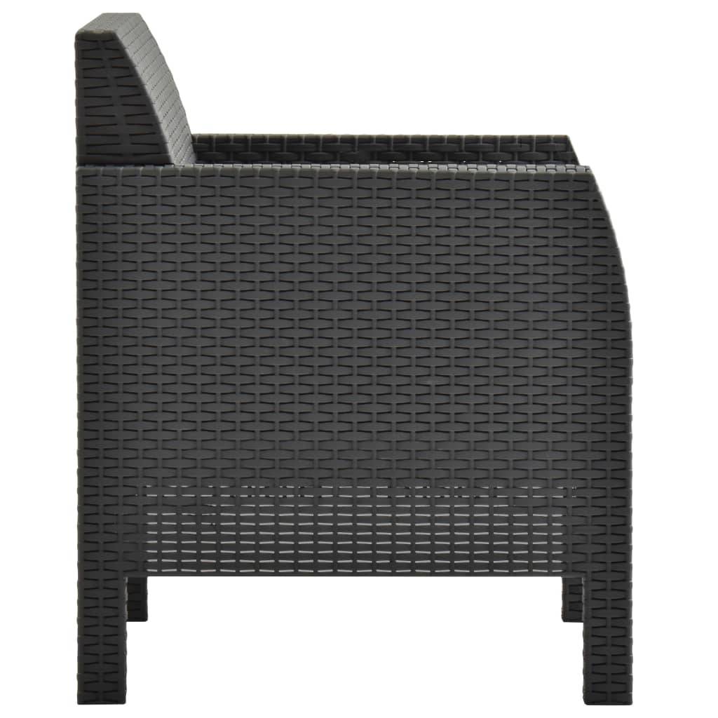 vidaXL Gartenstühle mit Kissen 2 Stk. PP Rattan Anthrazit