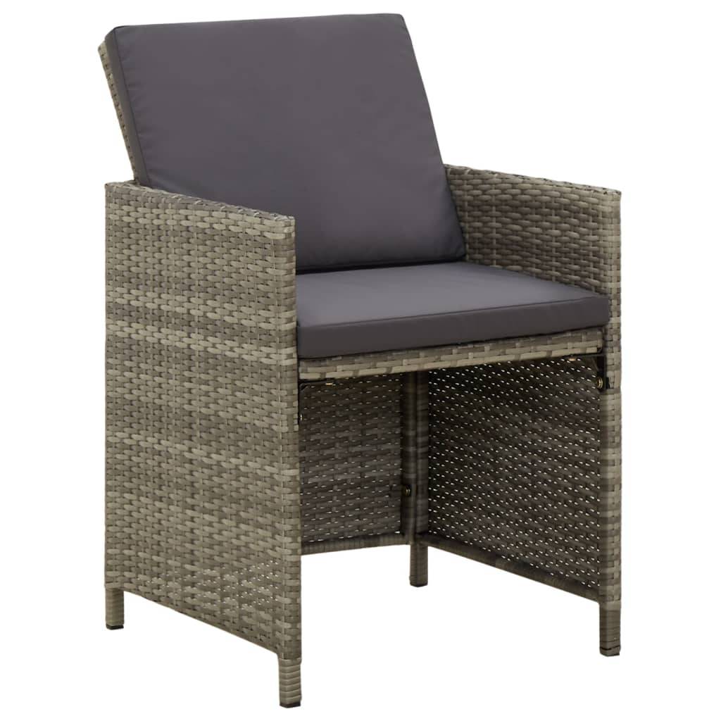 vidaXL Gartenstühle mit Kissen 4 Stk. Poly Rattan Grau