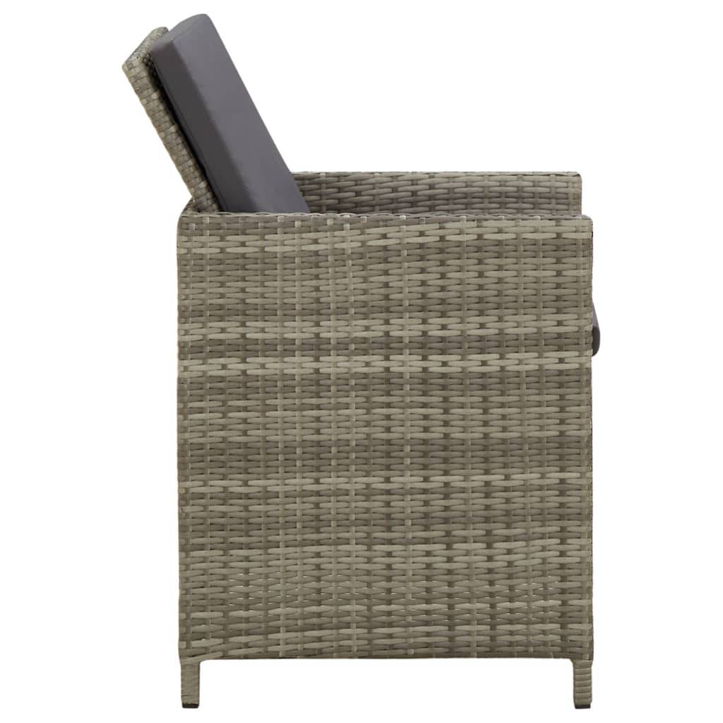 vidaXL Gartenstühle mit Kissen 4 Stk. Poly Rattan Grau